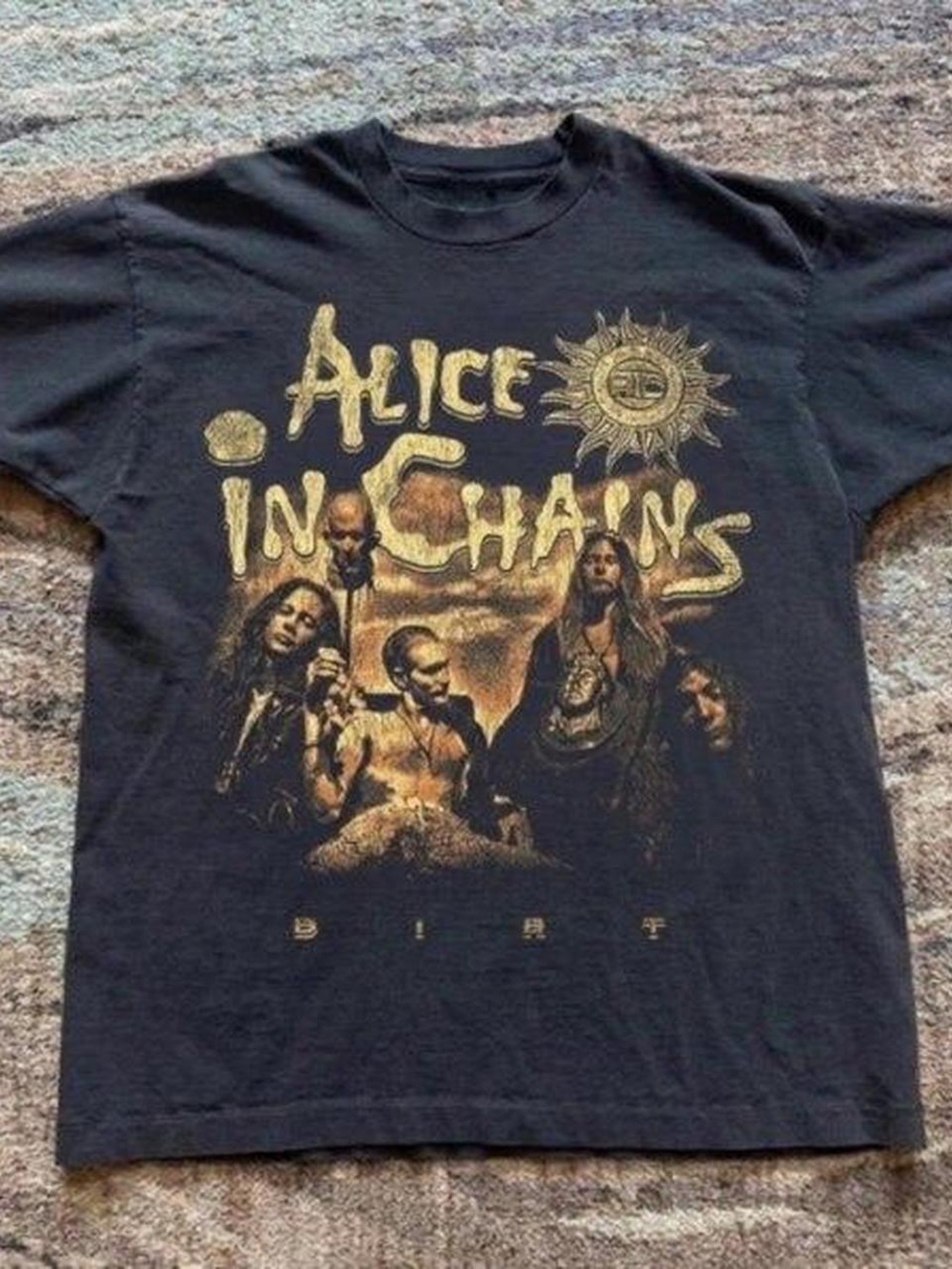 Gildan Black Alice In Chains Graphic Tee with Gold Print